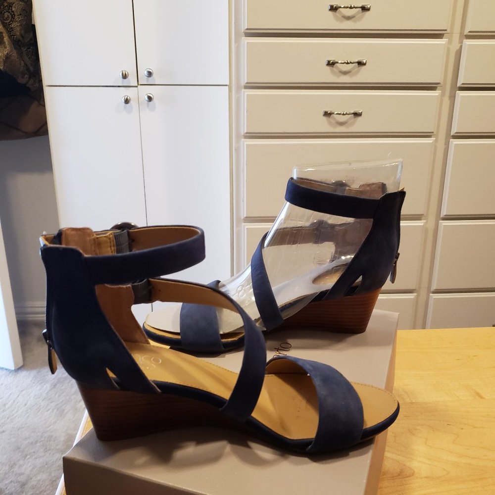 Derek Blue Wedge Sandal